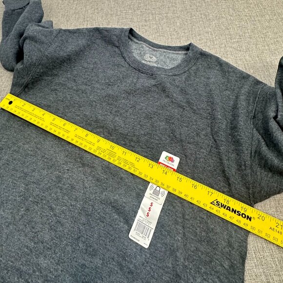 NEW! Mens Fruit of The Loom Sweater Grey/ Black Heather Cotton Blend Small - Picture 8 of 11